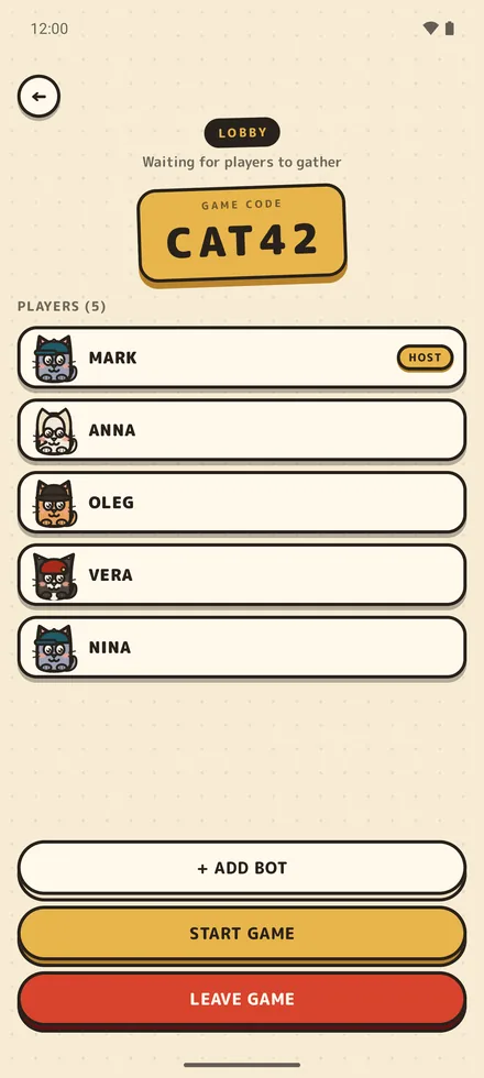 Service Rat online lobby with a room code to share