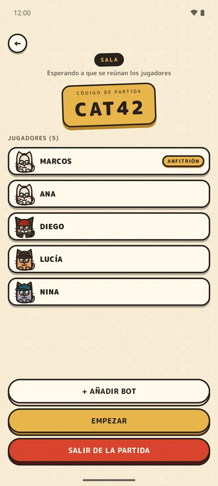 Service Rat lobby online con un código de sala para compartir