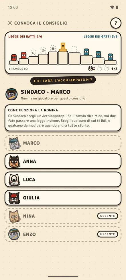 Service Rat, schermata del voto · MIAO o SFFF sul consiglio proposto