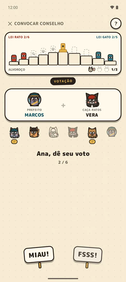 Service Rat: o tabuleiro, Leis dos Gatos contra Leis dos Ratos, com o marcador de Alvoroço
